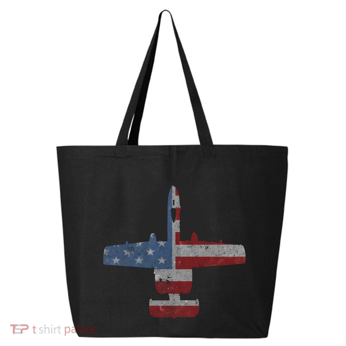 A10 Warthog Airplane American Flag Design 25L Jumbo Tote