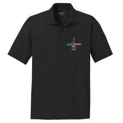 A10 Warthog Airplane American Flag Design PosiCharge RacerMesh Polo