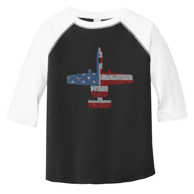A10 Warthog Airplane American Flag Design Toddler Fine Jersey T-Shirt