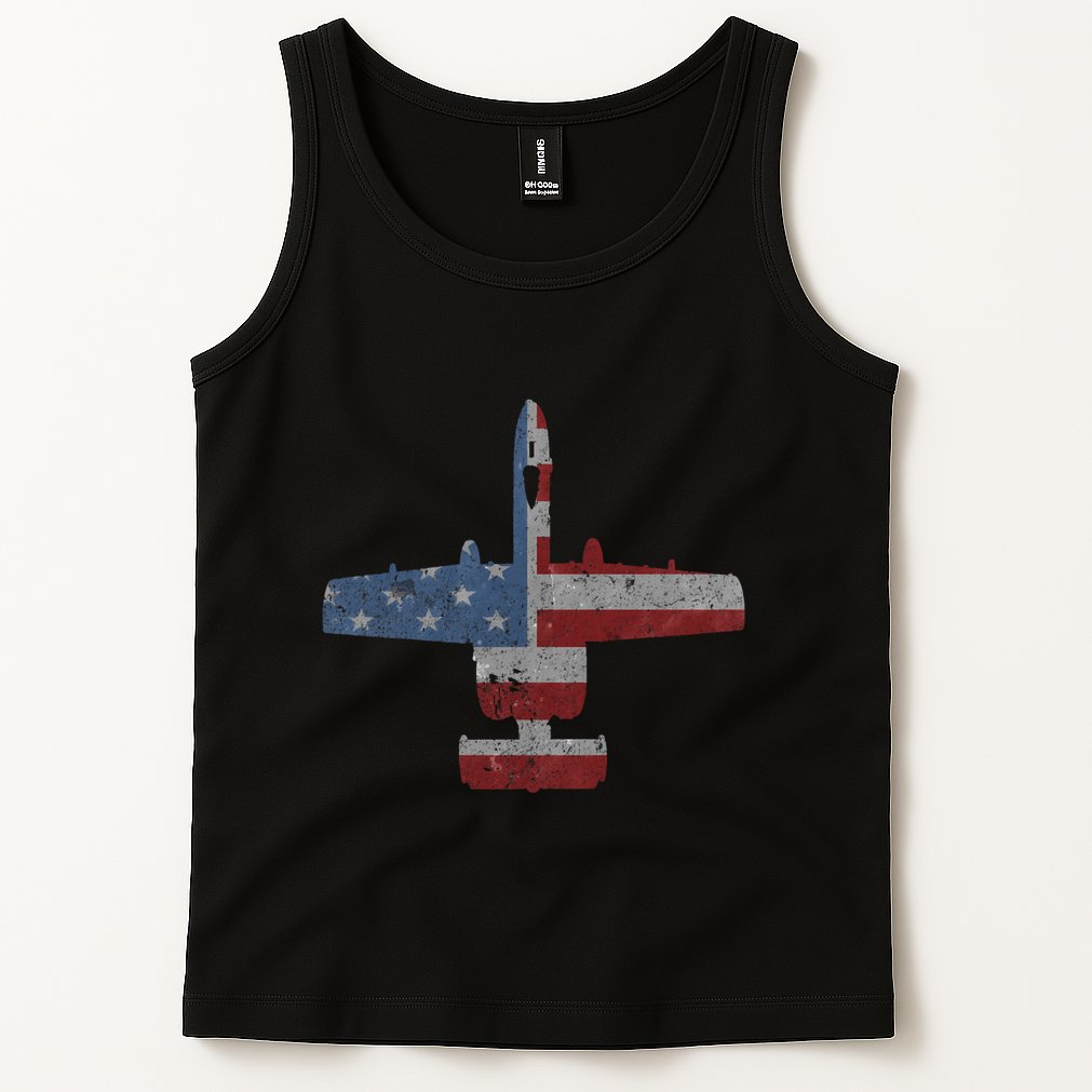A10 Warthog Airplane American Flag Design Tank Top