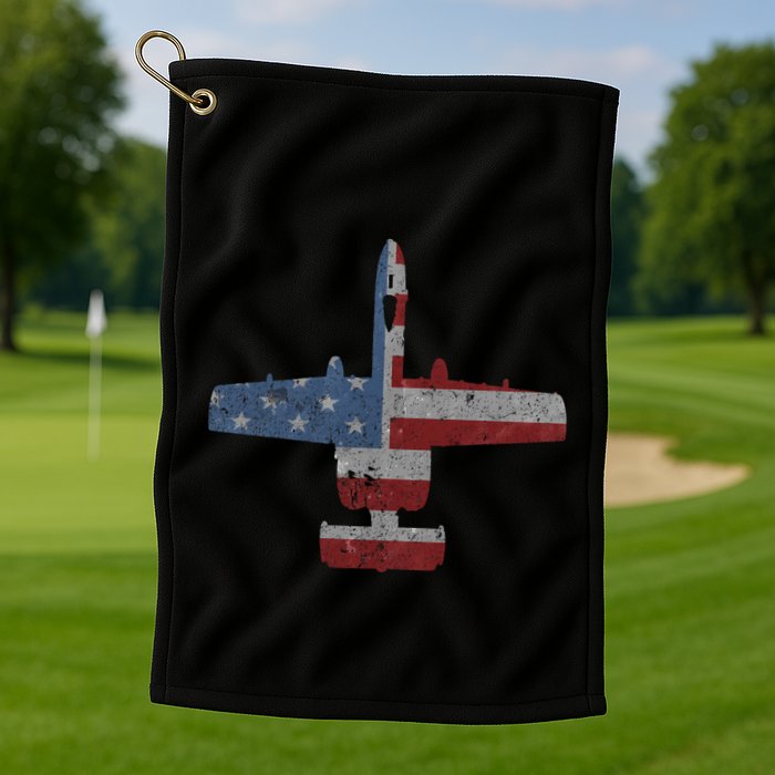 A10 Warthog Airplane American Flag Design Golf Towel