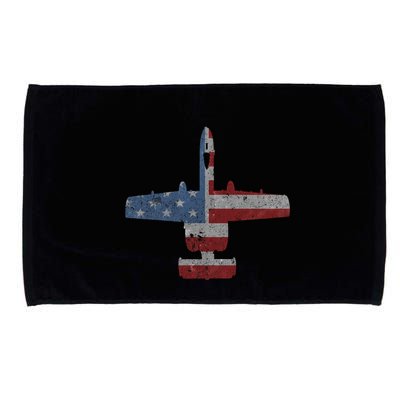 A10 Warthog Airplane American Flag Design Microfiber Hand Towel
