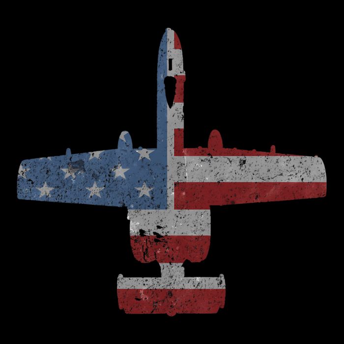 A10 Warthog Airplane American Flag Design Cropped Pullover Crew