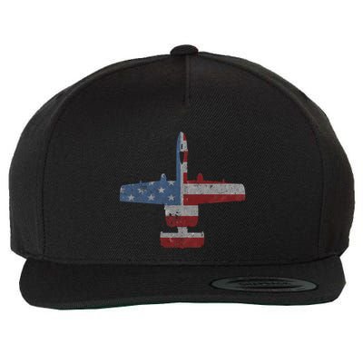 A10 Warthog Airplane American Flag Design Wool Snapback Cap