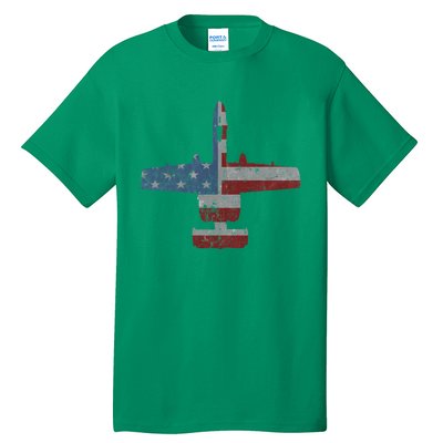 A10 Warthog Airplane American Flag Design Tall T-Shirt