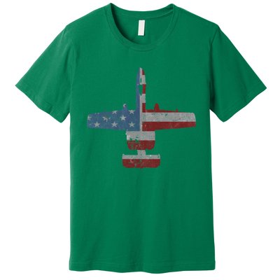 A10 Warthog Airplane American Flag Design Premium T-Shirt