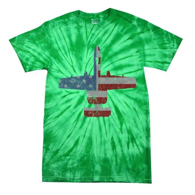 A10 Warthog Airplane American Flag Design Tie-Dye T-Shirt