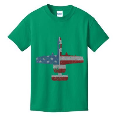 A10 Warthog Airplane American Flag Design Kids T-Shirt