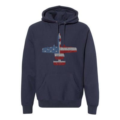 A10 Warthog Airplane American Flag Design Premium Hoodie