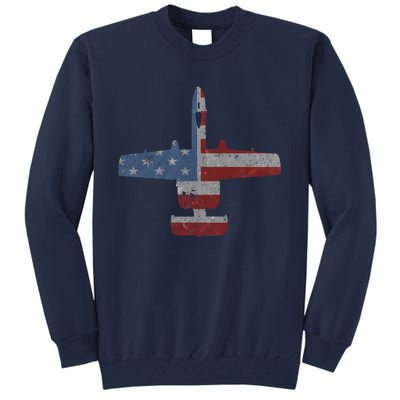 A10 Warthog Airplane American Flag Design Tall Sweatshirt