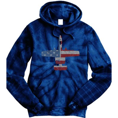 A10 Warthog Airplane American Flag Design Tie Dye Hoodie