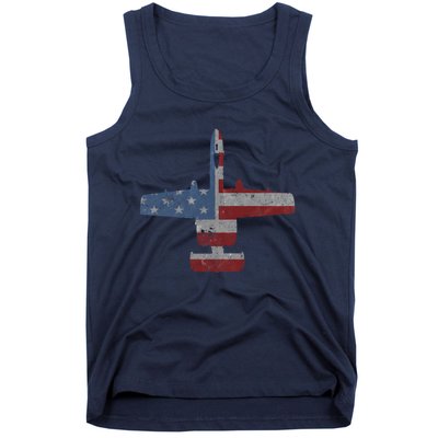 A10 Warthog Airplane American Flag Design Tank Top