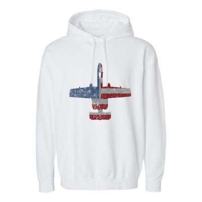 A10 Warthog Airplane American Flag Design Garment-Dyed Fleece Hoodie