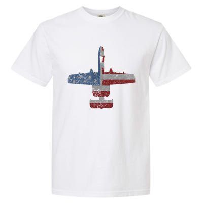 A10 Warthog Airplane American Flag Design Garment-Dyed Heavyweight T-Shirt