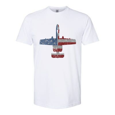 A10 Warthog Airplane American Flag Design Softstyle® CVC T-Shirt