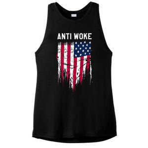 Anti Woke American Flag Patriotic Cancel Cancel Culture Ladies PosiCharge Tri-Blend Wicking Tank