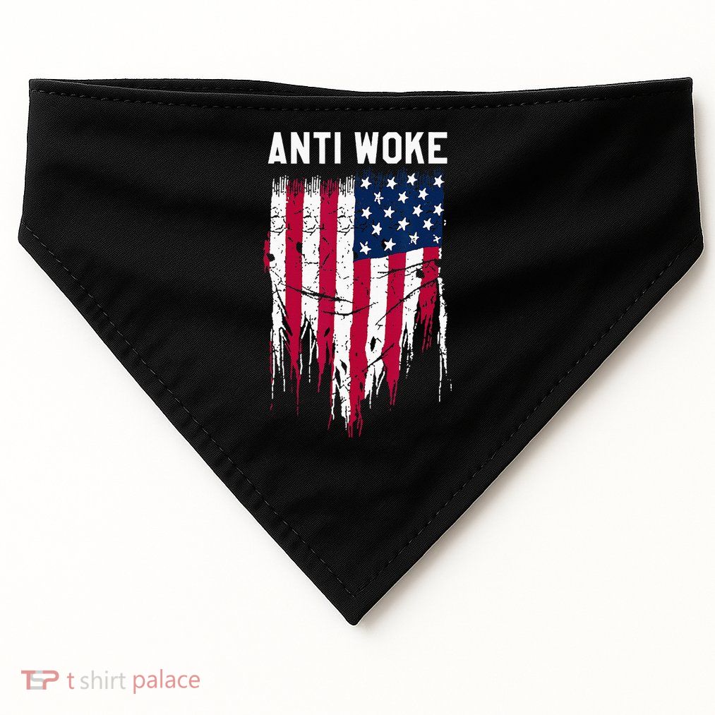 Anti Woke American Flag Patriotic Cancel Cancel Culture USA-Made Doggie Bandana