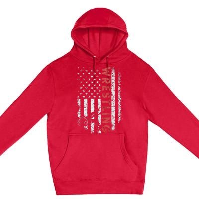 American Wrestling Apparel US Flag Wrestling For Wresters  Premium Pullover Hoodie