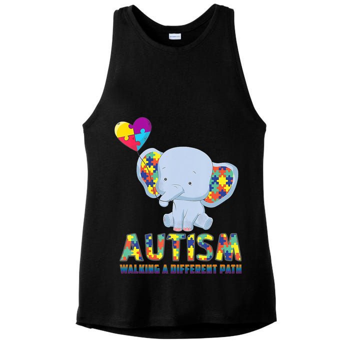 Autism Walking A Different Path Elephant Ladies PosiCharge Tri-Blend Wicking Tank
