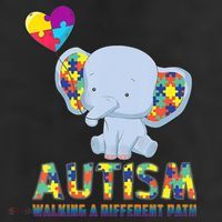Autism Walking A Different Path Elephant 7 Panel Mesh Trucker Snapback Hat