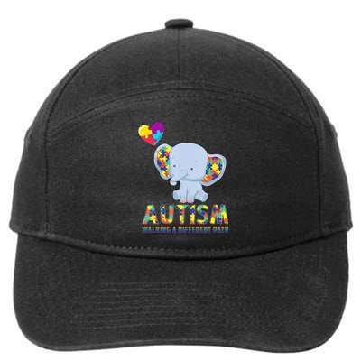 Autism Walking A Different Path Elephant 7-Panel Snapback Hat