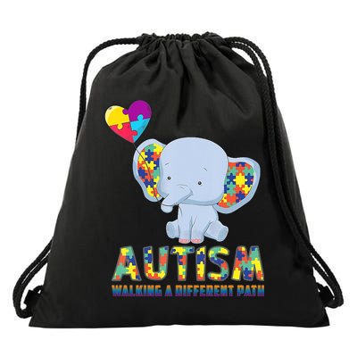 Autism Walking A Different Path Elephant Drawstring Bag