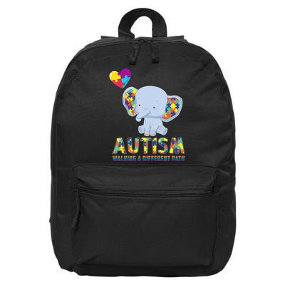 Autism Walking A Different Path Elephant 16 in Basic Backpack