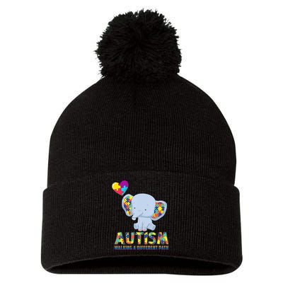 Autism Walking A Different Path Elephant Pom Pom 12in Knit Beanie