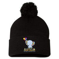 Autism Walking A Different Path Elephant Pom Pom 12in Knit Beanie