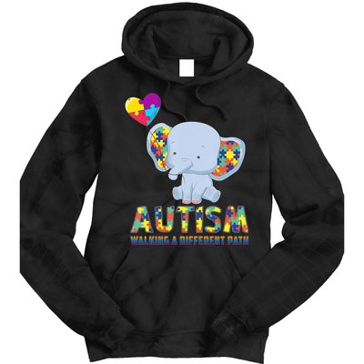 Autism Walking A Different Path Elephant Tie Dye Hoodie