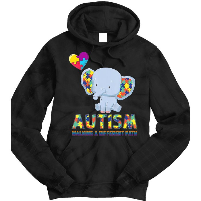 Autism Walking A Different Path Elephant Tie Dye Hoodie