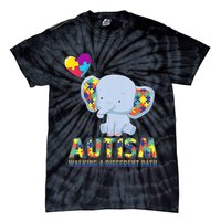 Autism Walking A Different Path Elephant Tie-Dye T-Shirt