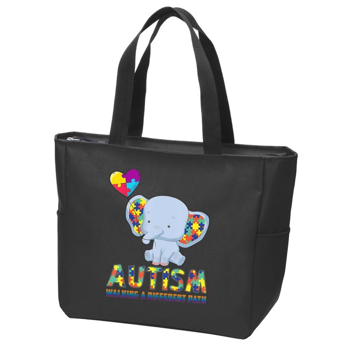Autism Walking A Different Path Elephant Zip Tote Bag