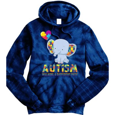 Autism Walking A Different Path Elephant Tie Dye Hoodie