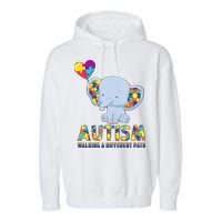 Autism Walking A Different Path Elephant Garment-Dyed Fleece Hoodie