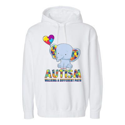 Autism Walking A Different Path Elephant Garment-Dyed Fleece Hoodie