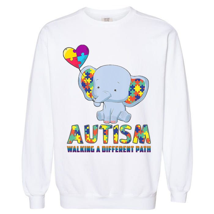 Autism Walking A Different Path Elephant Garment-Dyed Sweatshirt