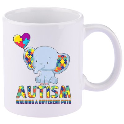 Autism Walking A Different Path Elephant 11oz C Handle Ceramic Mug