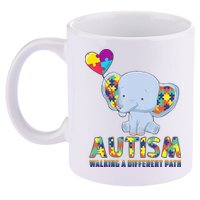 Autism Walking A Different Path Elephant 11oz C Handle Ceramic Mug