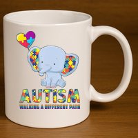 Autism Walking A Different Path Elephant 11oz C Handle Ceramic Mug