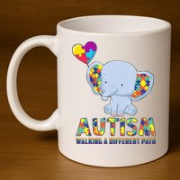 Autism Walking A Different Path Elephant 11oz C Handle Ceramic Mug