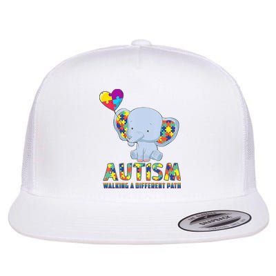 Autism Walking A Different Path Elephant Flat Bill Trucker Hat
