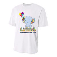 Autism Walking A Different Path Elephant Youth Performance Sprint T-Shirt