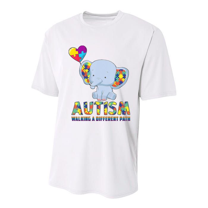 Autism Walking A Different Path Elephant Youth Performance Sprint T-Shirt