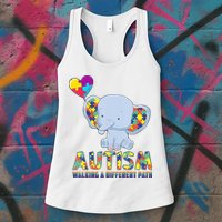 Autism Walking A Different Path Elephant Womens Tank Top