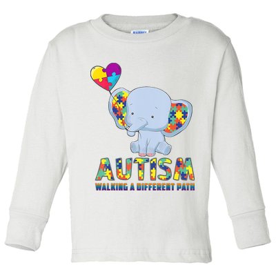 Autism Walking A Different Path Elephant Toddler Long Sleeve Shirt