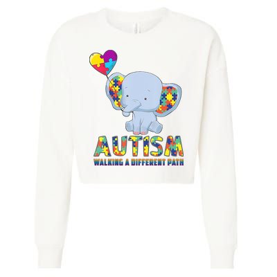 Autism Walking A Different Path Elephant Cropped Pullover Crew
