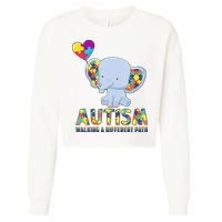 Autism Walking A Different Path Elephant Cropped Pullover Crew