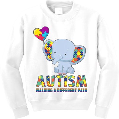 Autism Walking A Different Path Elephant Kids Sweatshirt