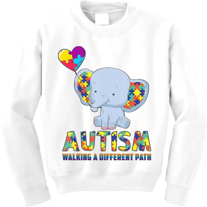 Autism Walking A Different Path Elephant Kids Sweatshirt